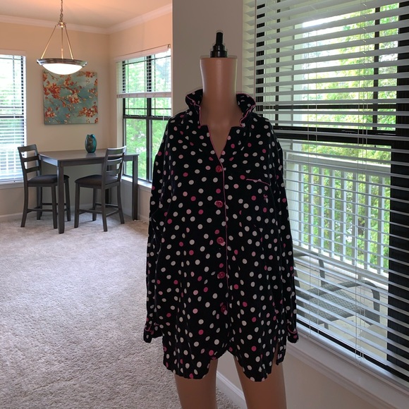 Victoria's Secret Tops - Victorias Secret Black Polka Dot Button Down